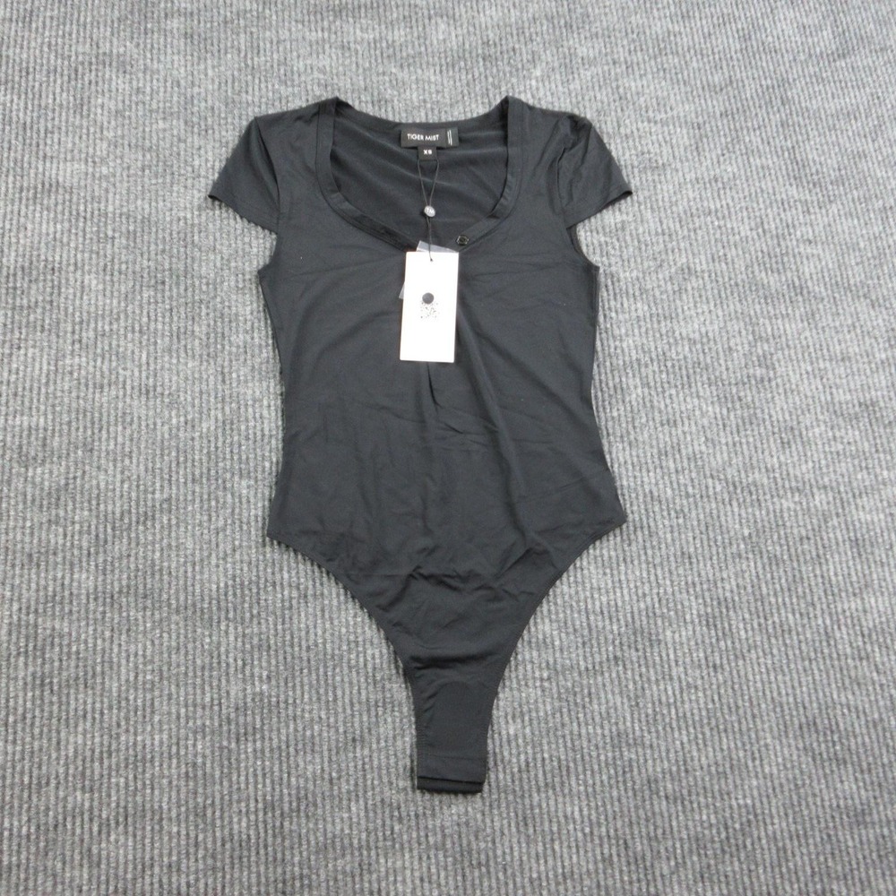 Tiger Mist Shirt Bodysuit Womens XS Black Jersey Scoop Neck Short Sleeve Stretch